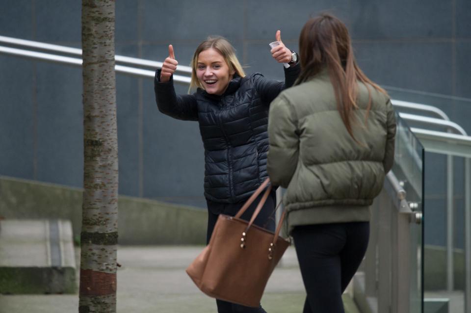 Katie Lomas gave the thumbs up as she left court, with the young mum having escaped jail