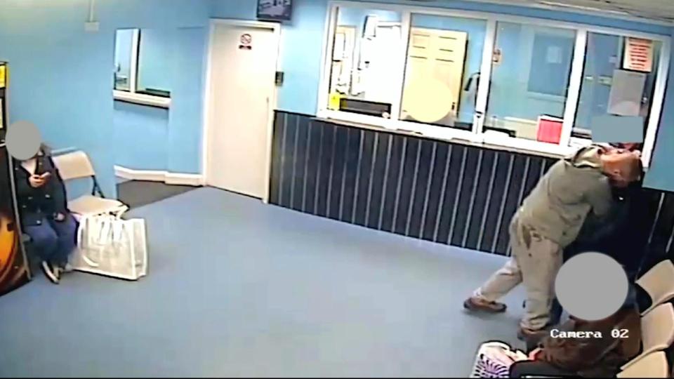  Police have released footage of the shocking incident inside a taxi office in Wigan, Greater Manchester