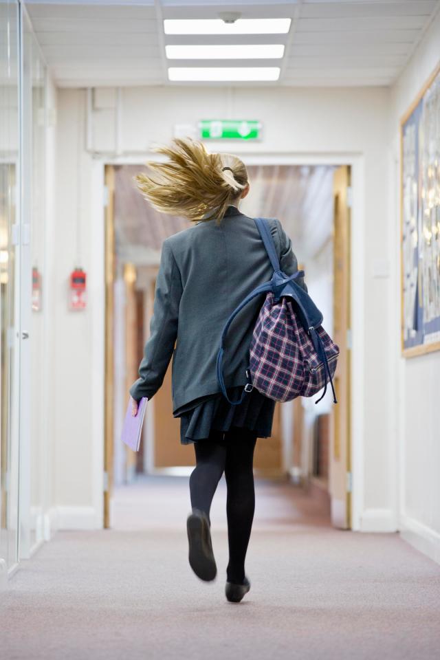 Schoolgirl running 