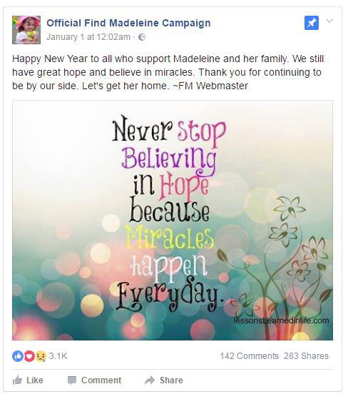  They posted a brave message at the start of the year as they kept battling to find their daughter