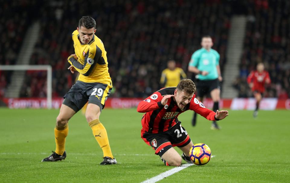 Granit Xhaka gave away a penalty with a clumsy challenge