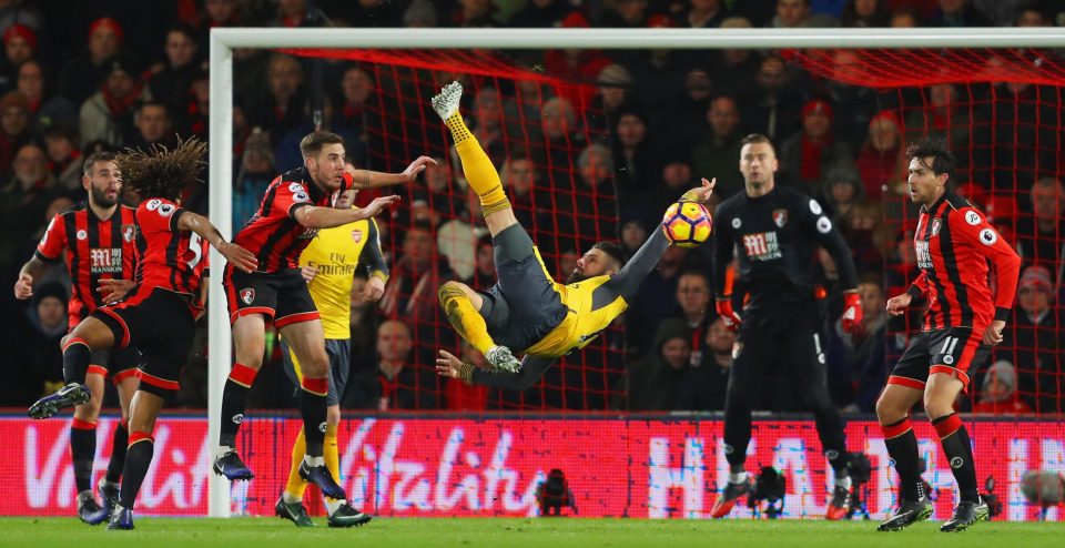 Olivier Giroud attempts another stunning finish