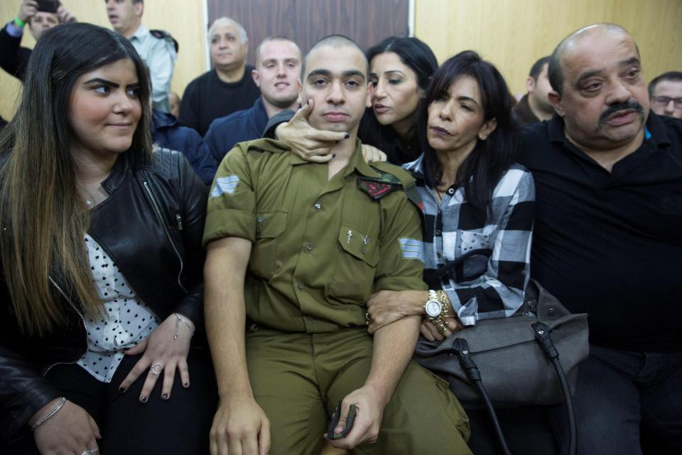  Elor Azaria's family were with him in court as the manslaughter verdict was read out