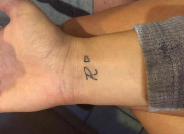 The Geordie Shore star had the letter R inked on her wrist during their romance in 2015 