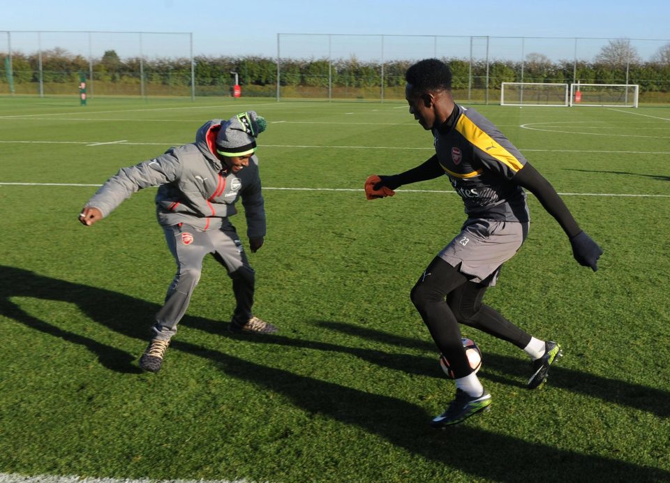 Danny Welbeck takes on Sir Mo Farah