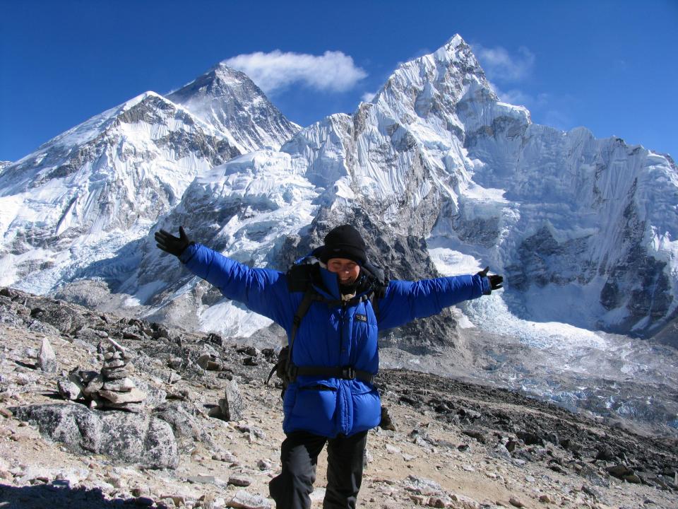  High hopes . . . trekker at Everest base camp in Nepal