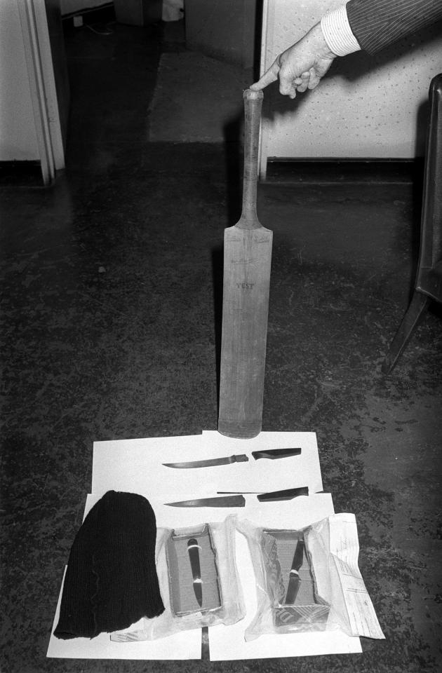 Weapons allegedly used during the Ealing Vicarage attack in 1986