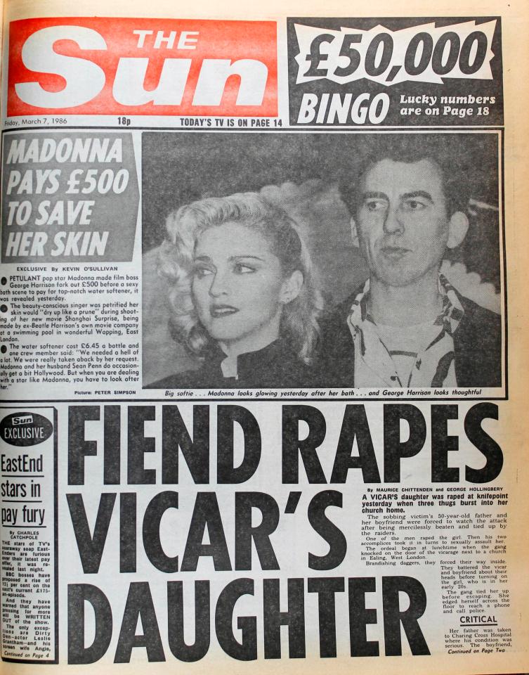 The Sun front page vicar daughter 