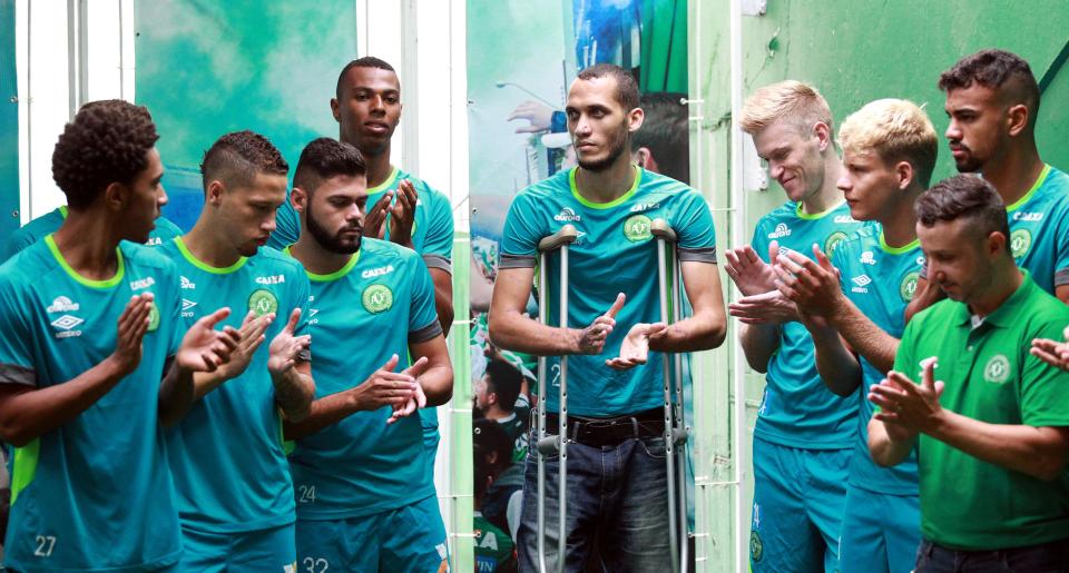  Chapecoense crash survivor Neto talks to youth players who will now be in the first team