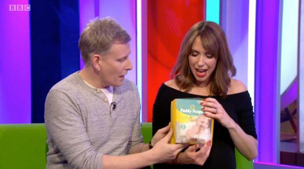 Co-host Paddy Kielty handed over some personalised nappies with their faces superimposed onto the packaging 