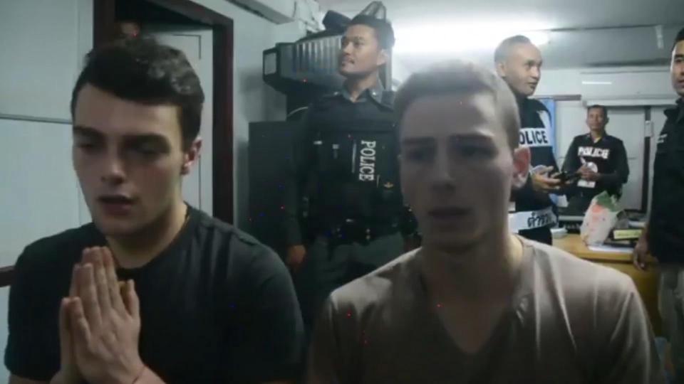  Ian Gerstgrasser, 18, and Tobias Gamper, 22, were forced to make a public apology on camera