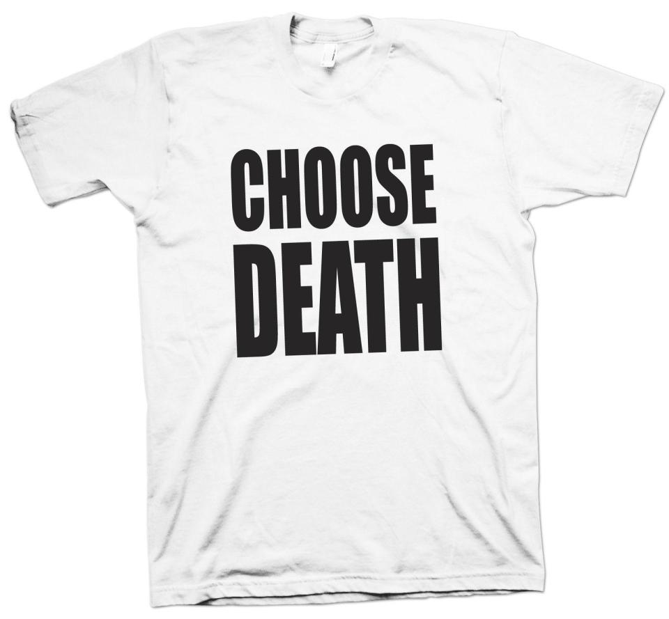  The listing for the tasteless item reads: “George Michael Choose Death. Funny Wham music tribute t-shirt!”