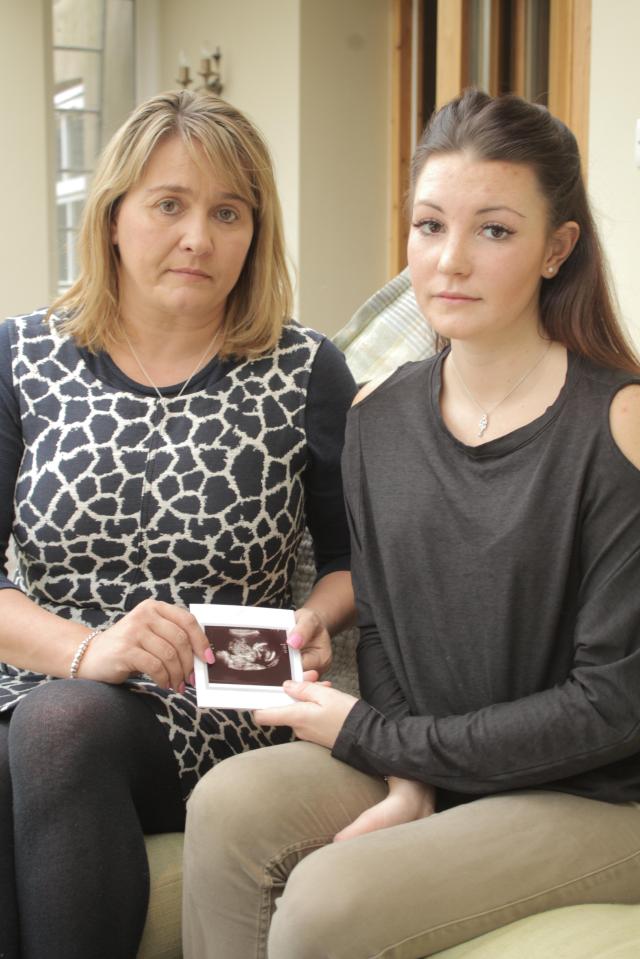  Nicola and her Corrie's girlfriend April, pictured with an ultrasound image of his child