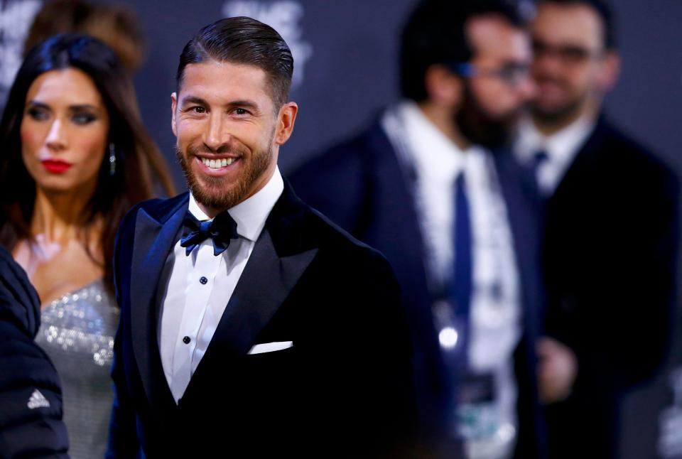  The absent Barcelona team means the arrivals were Real Madrid heavy - here's Sergio Ramos looking swarve