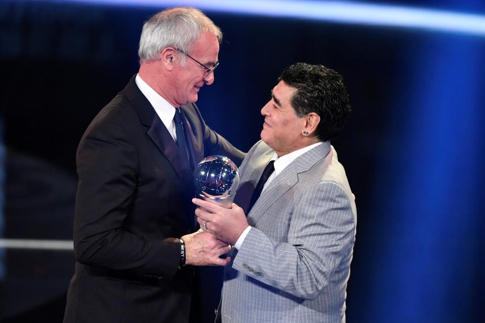  Ranieri was presented the award by Maradona