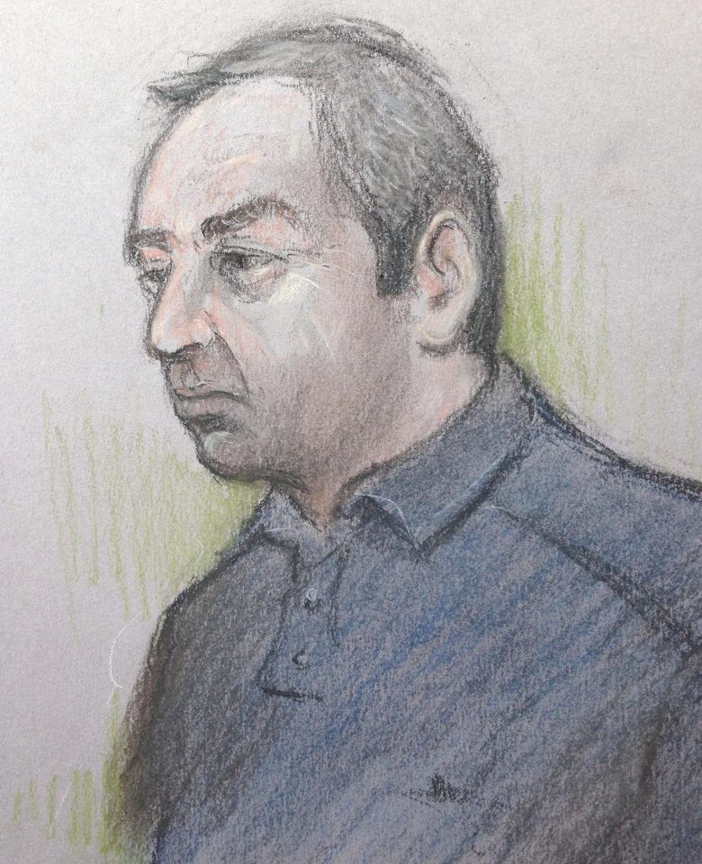  A court drawing of Stewart, who denies charges including murder