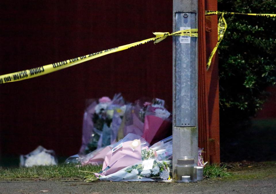  Flowers have since been left at the scene as the community comes to grips with the tragedy