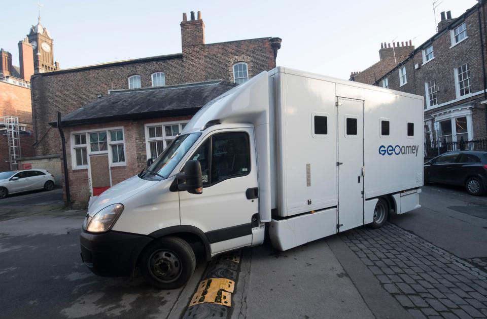  A van arrives at York Magistrates Court where a teenager has been remanded into secure accommodation after being charged with the murder of seven-year-old Katie Rough