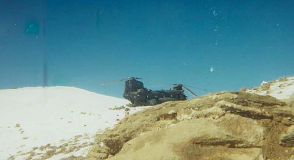  A helicopter lands during the search for Neil Roberts