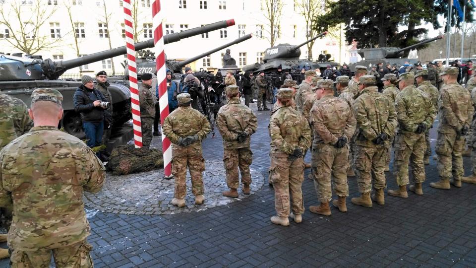  American troops arrived in Poland today as part of a Nato deployment