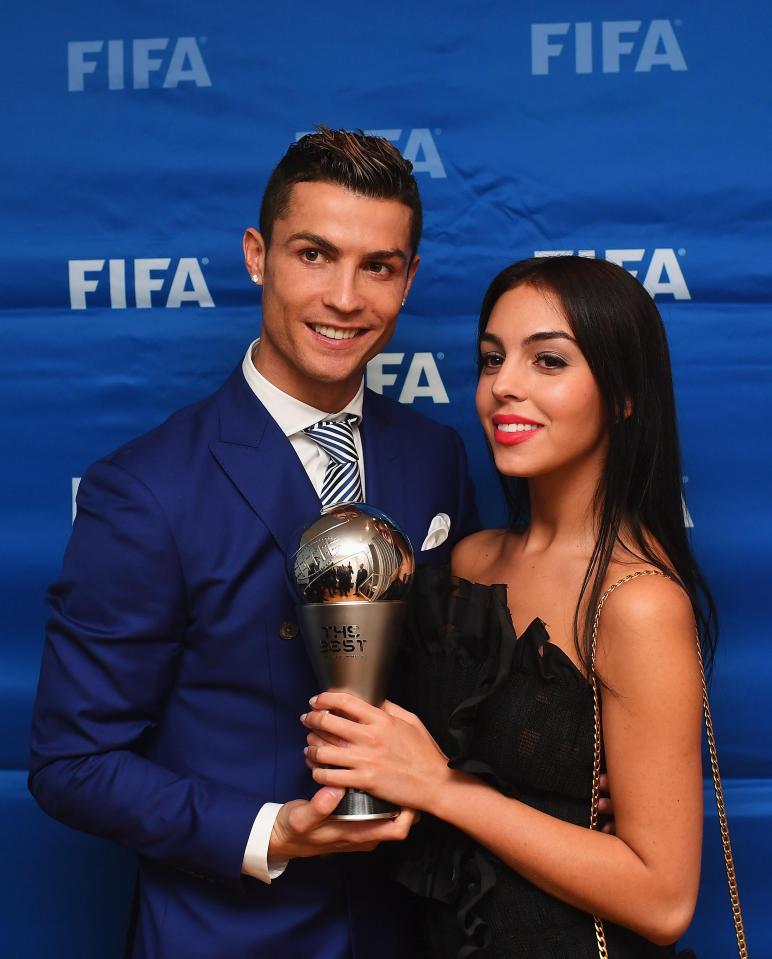  Cristiano Ronaldo celebrates his award with his Spanish girlfriend