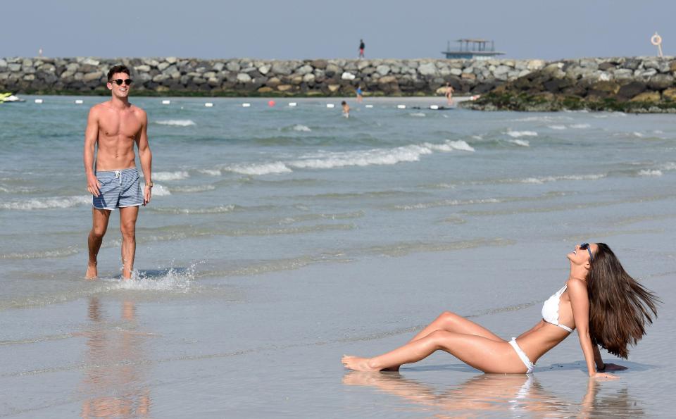  The Geordie Shore star and his model girlfriend basked in the sun