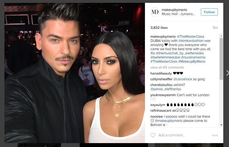  Kim posed up with her make-up artist Mario in a stunning selfie