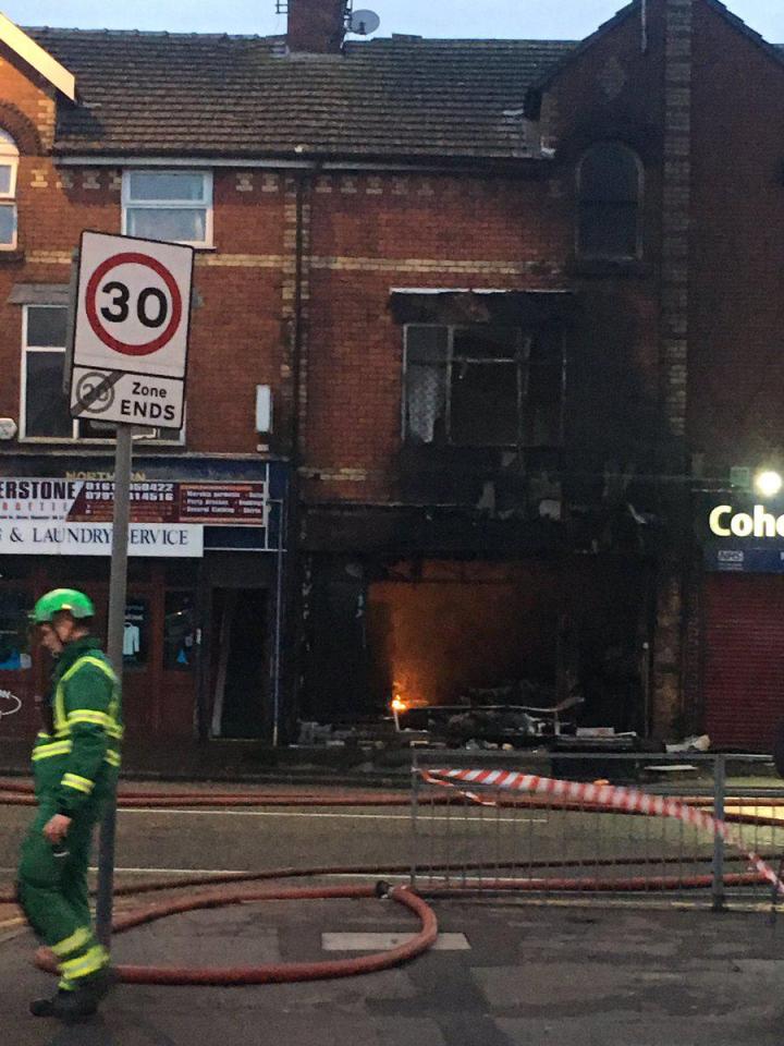  The charred remains and devastation caused by the fire in the cafe is clear to see