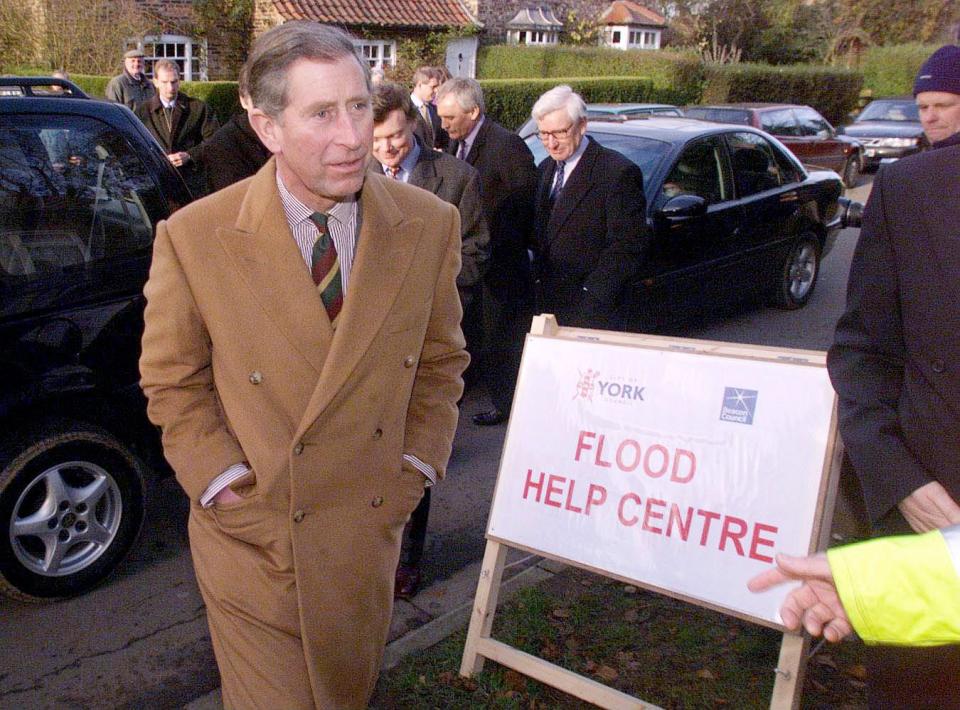  Prince Charles Visiting a flood centre in the village of Naburn, North Yorkshire