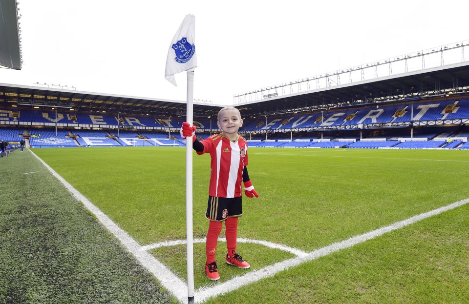  Bradley looked delighted to be on the Goodison Park pitch before the match