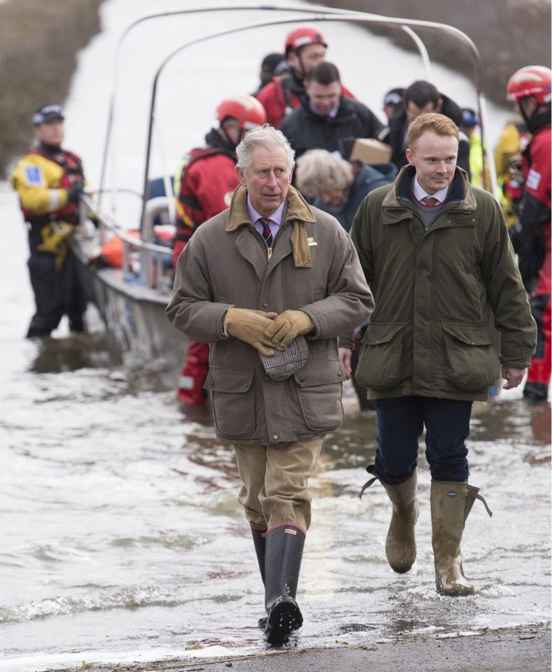  The Prince of Wales meets residents in the flood-hit community of Muchelney, Somerset in 2014