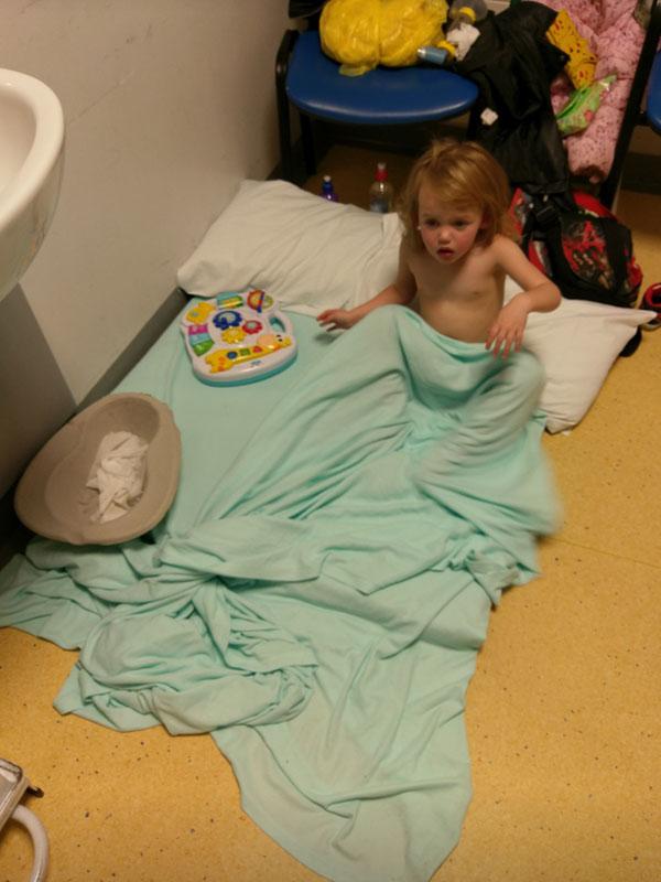 Brooke was left on the floor of a hospital, given only a thin mat