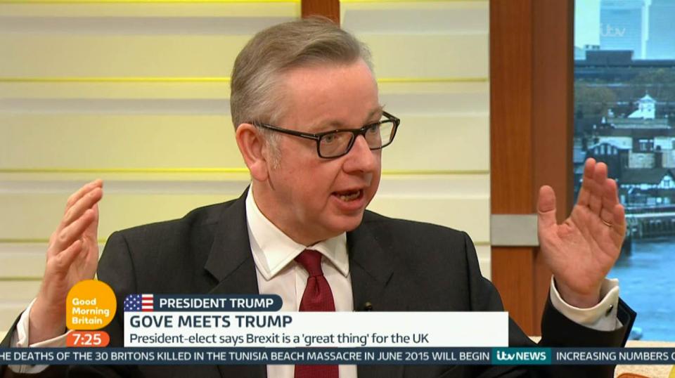  He made the comments on a UK-US trade deal in an interview with Michael Gove