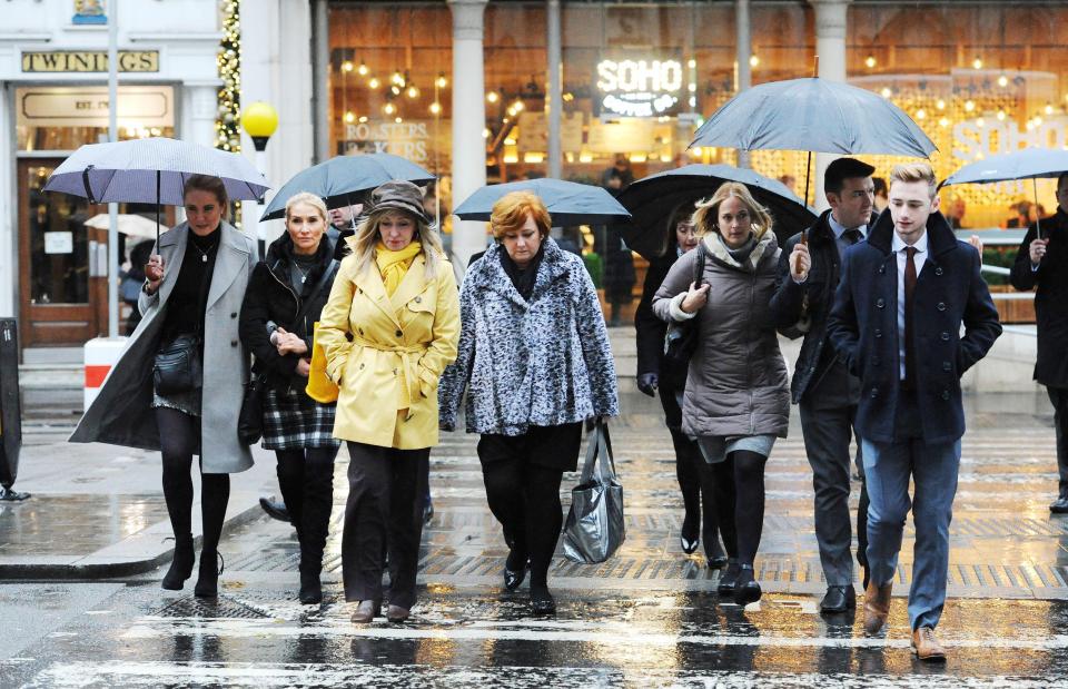  Relatives arrive at the Royal Courts of Justice in London, ahead of this morning