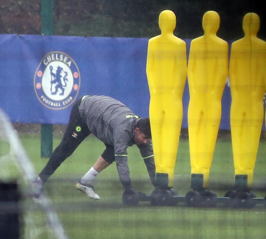 Diego Costa cut a solitary figure as he was not joined by any team-mates during a private training session