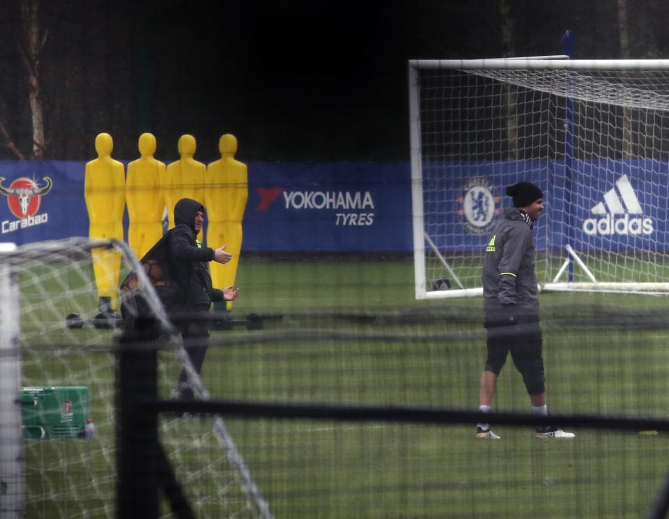 One Chelsea coach puts Diego Costa through his paces at Cobham