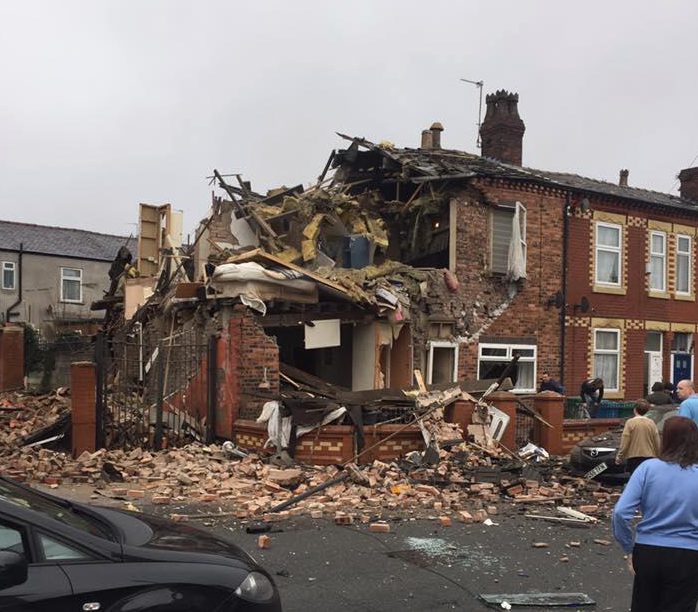  One house has been destroyed and another badly damaged in the blast