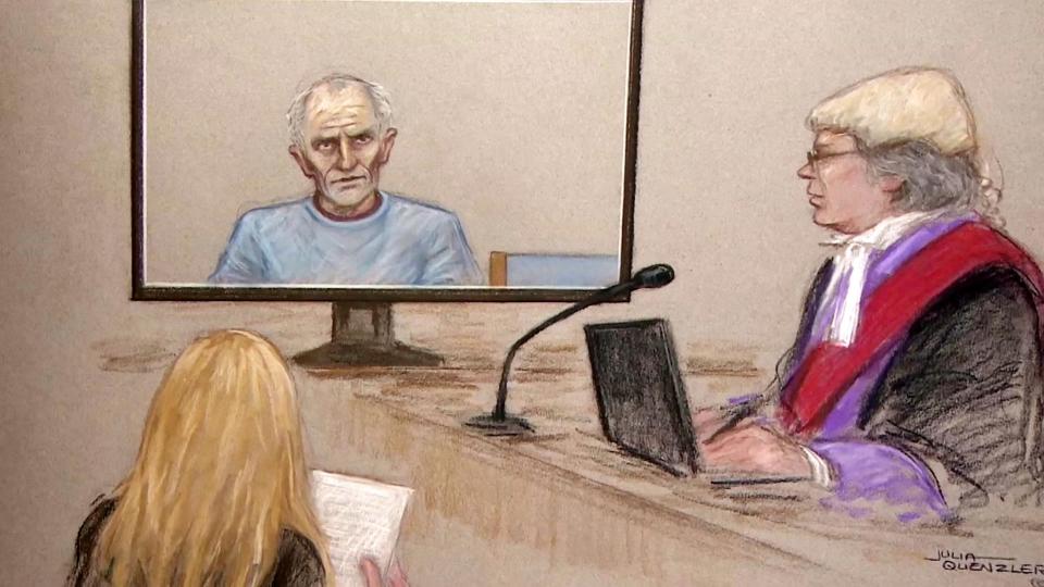  Artist’s impression of Barry Bennell appearing at Chester Crown Court today where he denied string of child sex offence charges