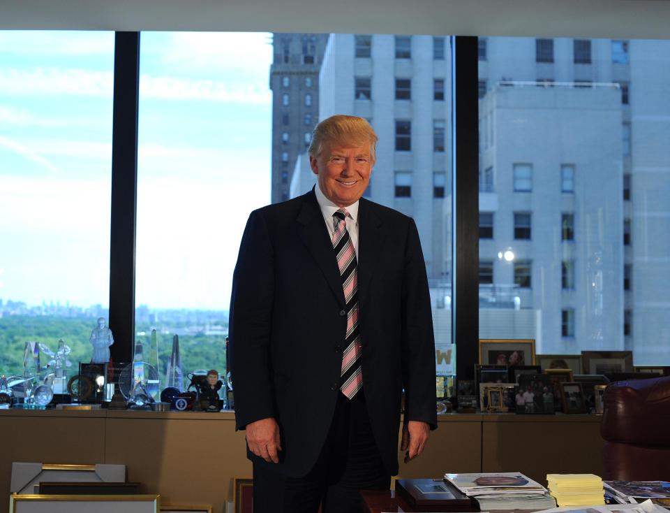  Trump, pictured here in his office, was interviewed by former Cabinet Minister Michael Gove