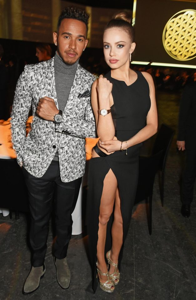  Lewis Hamilton shows off his £35,000 watch alongside Russian model Xenia Tchoumi