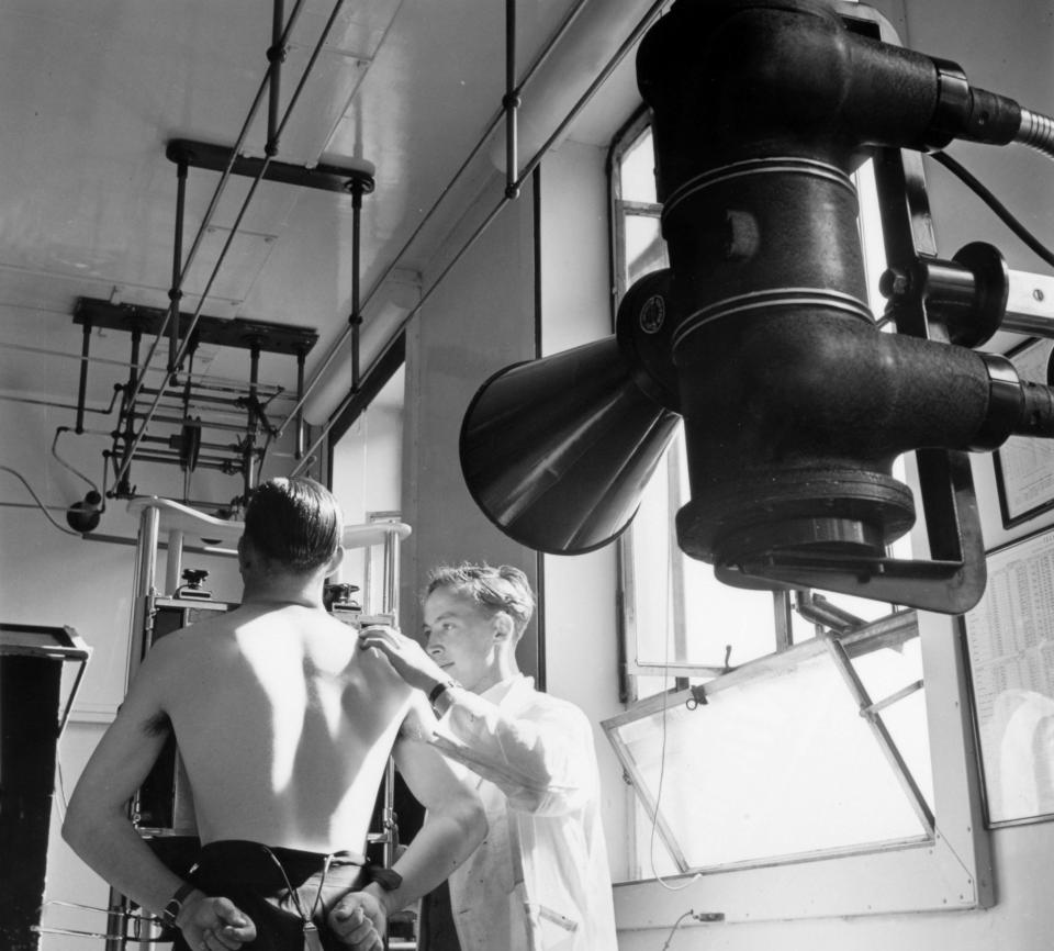 A National Health Service clinic in Bristol showing the x-ray machinery at work in 1948