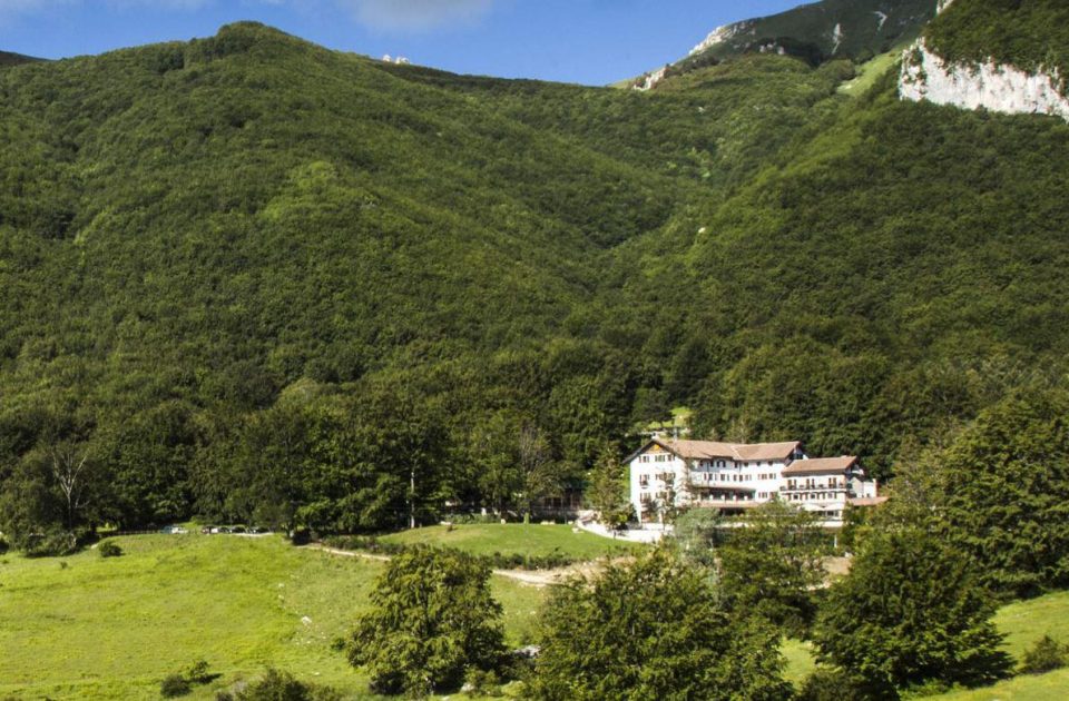  The hotel is nestled in the mountains in central Italy