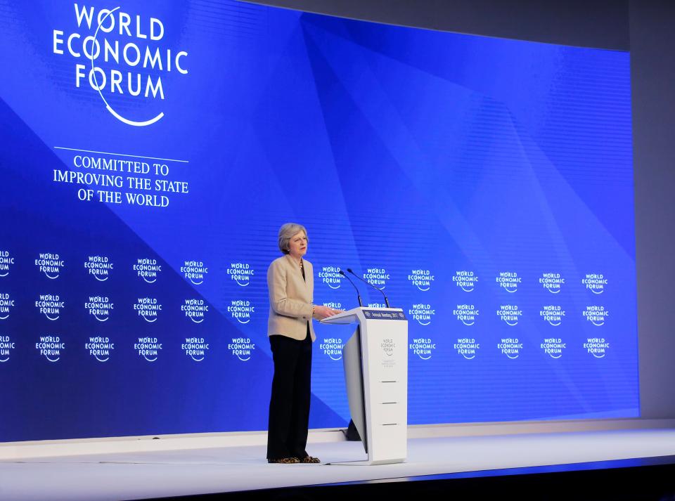  She spoke to an audience of world leaders and business chiefs at the Alpine resort