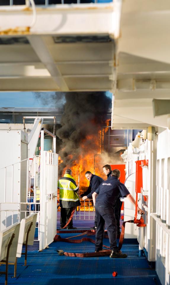  There were 52 passengers and 13 crew members on board the Wightlink ferry when it caught alight