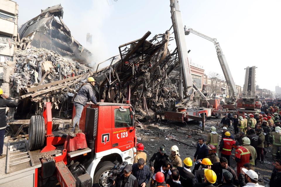  The iconic 1960s structure is now a twisted heap of rubble after the inferno razed it to the ground