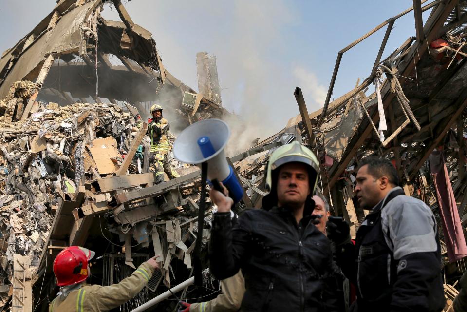  Firefighters are still working find survivors in the rubble following the destruction