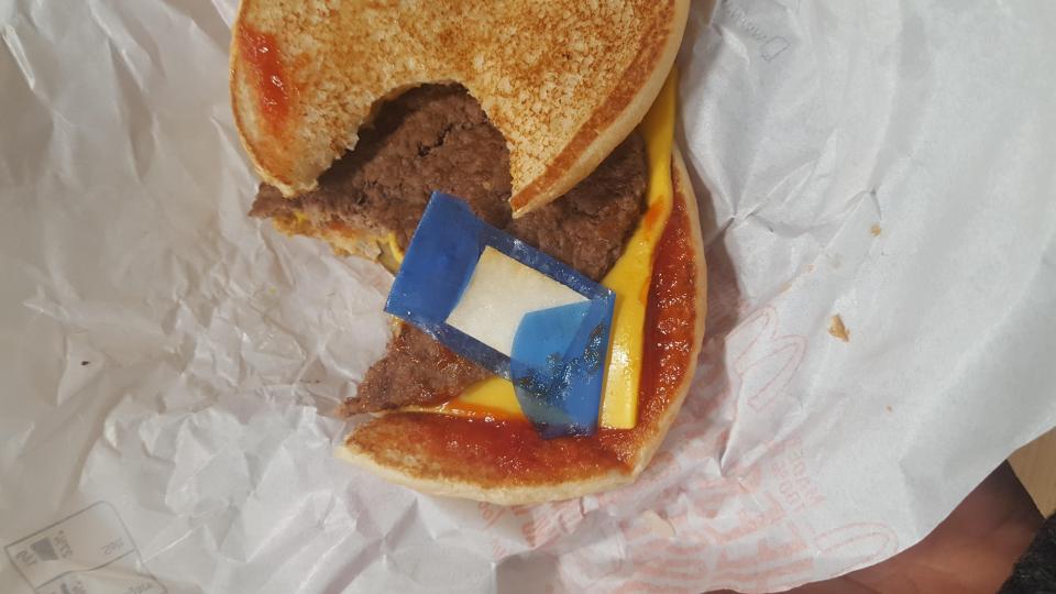  Jay Weekes made the grim discovery after biting into the burger he had bought for his kids