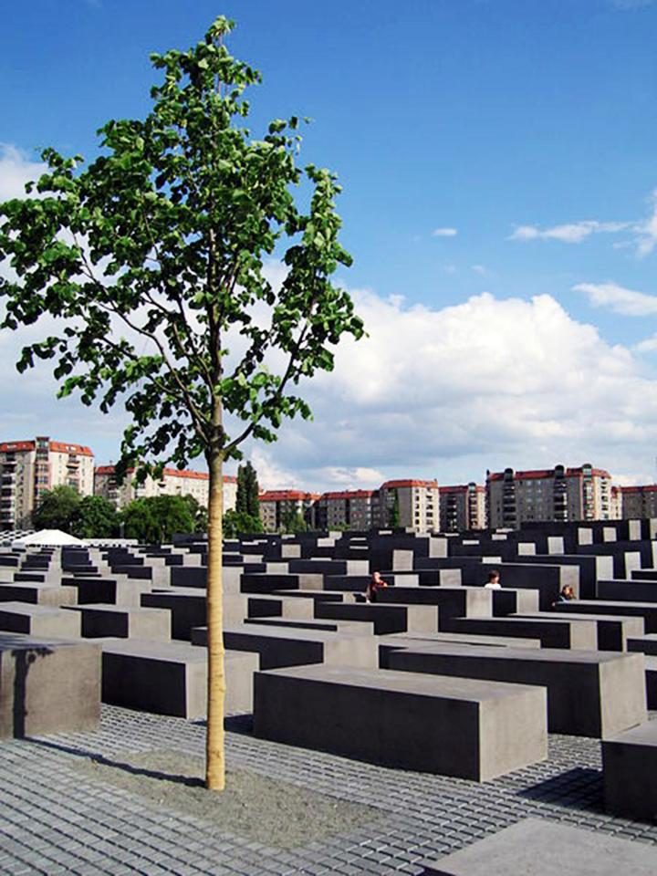  The memorial, which was erected in Berlin to commemorate the millions of murdered Jewish people, is formed of 2,711 concrete slabs arranged in a grid pattern on a sloping field