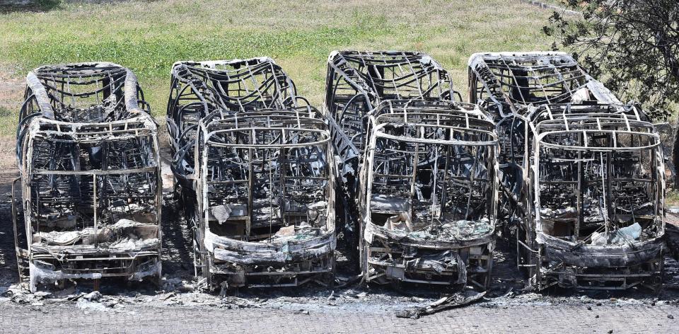  Buses burnt by people protesting against the transfer of inmates from the Alcacuz prison