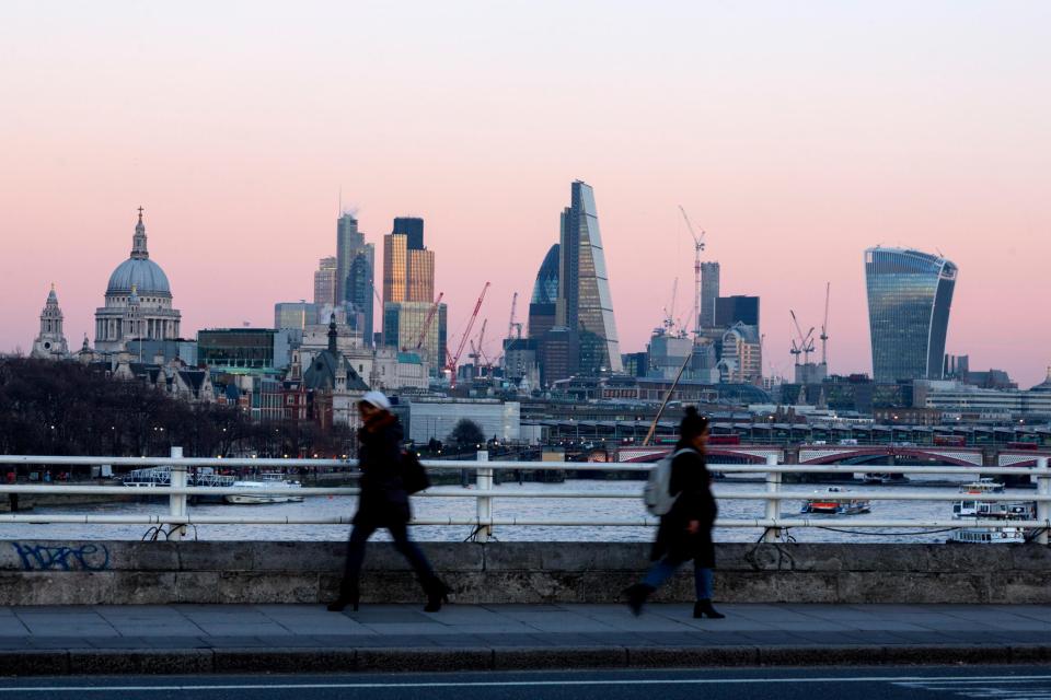 A hazy skyline in central London 